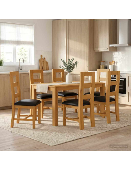 Set da pranzo 7 pz Nero Legno di Quercia Massello