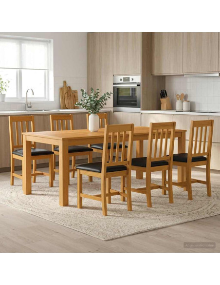 Set da pranzo 7 pz Nero Legno di Quercia Massello