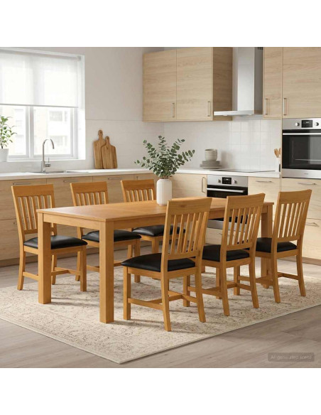 Set da pranzo 7 pz Nero Legno di Quercia Massello
