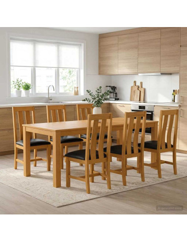 Set da pranzo 7 pz Nero Legno di Quercia Massello