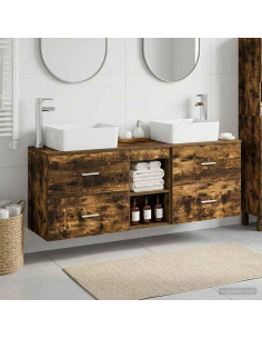 Set di Armadi da Bagno 3 pz Rovere Fumo 53 x 34,5 x 63 cm