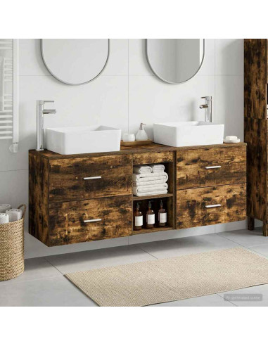 Set di Armadi da Bagno 3 pz Rovere Fumo 53 x 34,5 x 63 cm