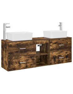 Set di Armadi da Bagno 3 pz Rovere Fumo 53 x 34,5 x 63 cm 2