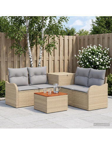 Set di divani 6 pz Beige e Grigio Chiaro