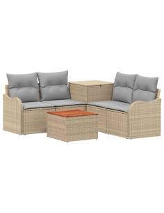 Set di divani 6 pz Beige e Grigio Chiaro 2