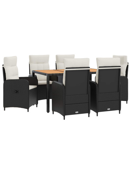 Set da pranzo per esterni 7 pz Nero e Bianco Crema
