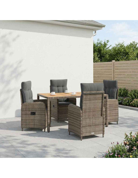 Set da pranzo per esterni 5 pz Grigio chiaro e grigio scuro
