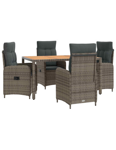 Set da pranzo per esterni 5 pz Grigio chiaro e grigio scuro