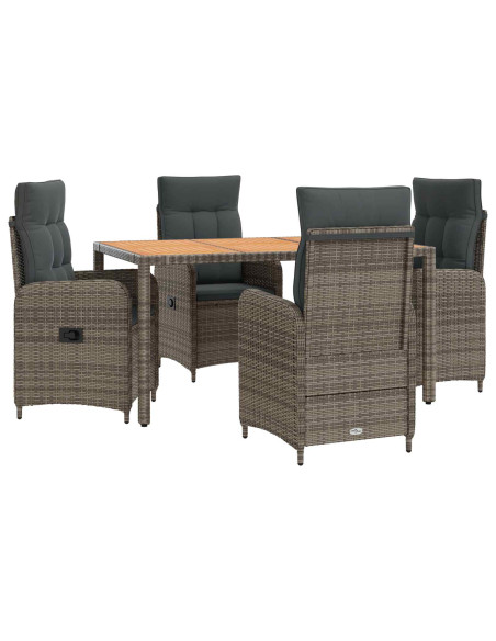 Set da pranzo per esterni 5 pz Grigio chiaro e grigio scuro