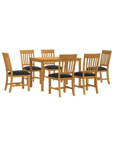 Set da pranzo 7 pz Nero Legno di Quercia Massello