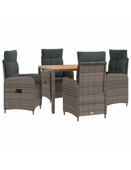 Set da pranzo per esterni 5 pz Grigio chiaro e grigio scuro
