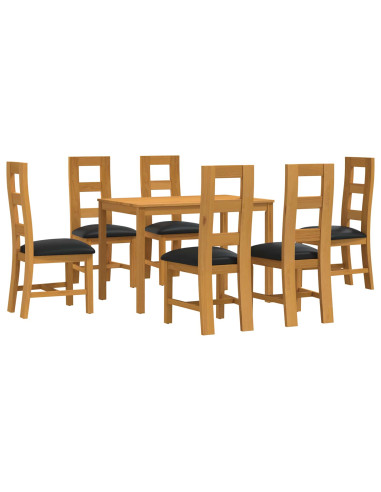 Set da pranzo 7 pz Nero Legno di Quercia Massello