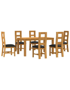 Set da pranzo 7 pz Nero Legno di Quercia Massello 2