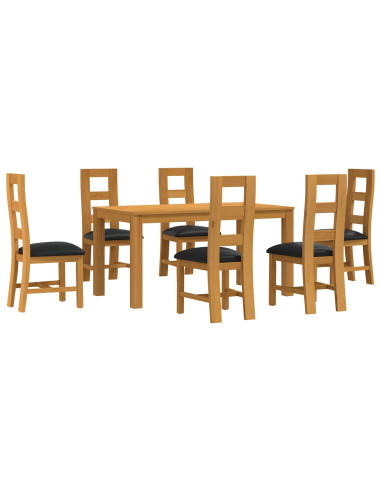 Set da pranzo 7 pz Nero Legno di Quercia Massello