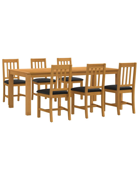 Set da pranzo 7 pz Nero Legno di Quercia Massello