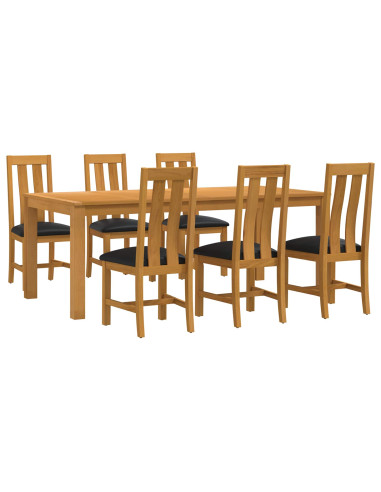 Set da pranzo 7 pz Nero Legno di Quercia Massello