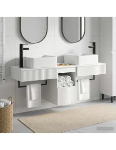 Set di mobili per il bagno 3 pz Bianco Lucido