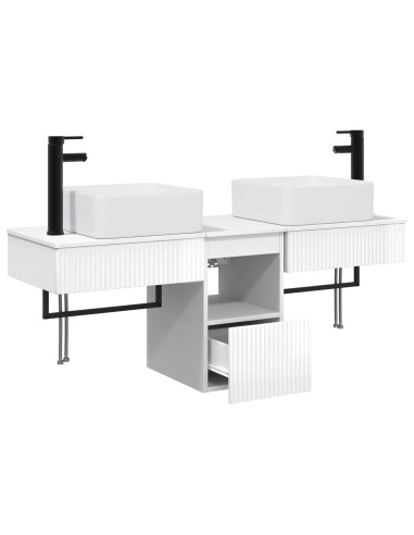 Set di mobili per il bagno 3 pz Bianco Lucido