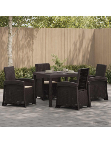 Set da Pranzo per Giardino 5 pz Marrone e Tortora PP