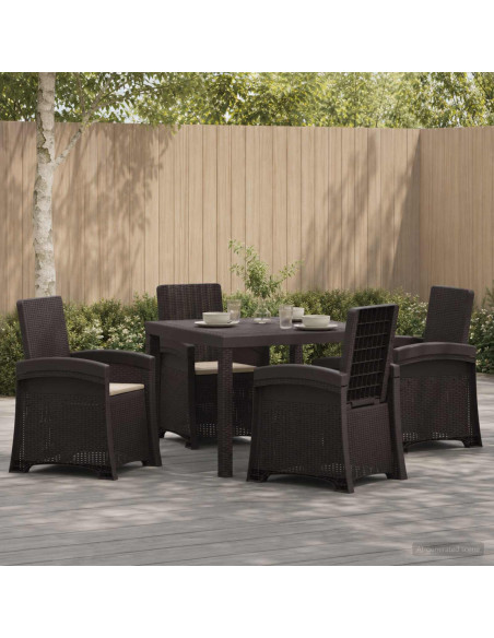 Set da Pranzo per Giardino 5 pz Marrone e Tortora PP