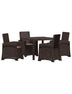 Set da Pranzo per Giardino 5 pz Marrone e Tortora PP 2