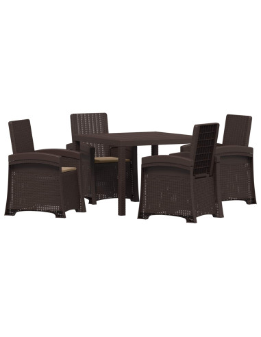 Set da Pranzo per Giardino 5 pz Marrone e Tortora PP