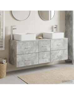 Set di Armadi da Bagno 3 pz Grigio Cemento 49,5 x 41 x 63 cm