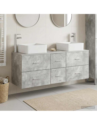 Set di Armadi da Bagno 3 pz Grigio Cemento 49,5 x 41 x 63 cm