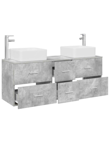 Set di Armadi da Bagno 3 pz Grigio Cemento 49,5 x 41 x 63 cm