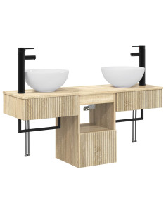 Set di mobili per il bagno 3 pz Rovere Sonoma 2