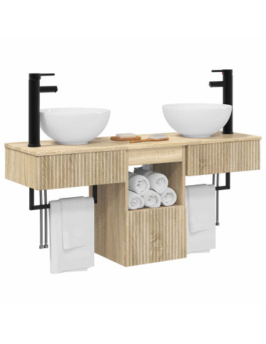 Set di mobili per il bagno 3 pz Rovere Sonoma