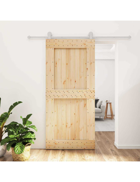 Porta scorrevole Naturale e Bianco 95 x 210 cm