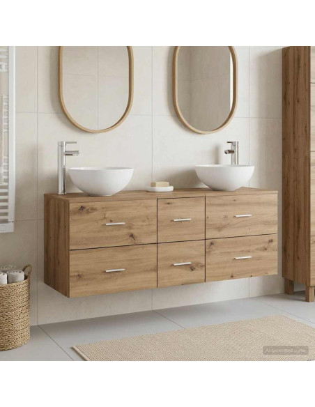 Set di Armadi da Bagno 3 pz Rovere Artigianale