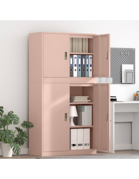 Armadio 2 pz Rosa 90 x 40 x 175 cm Acciaio Bloccabile