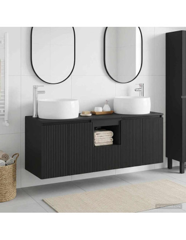 Set di Armadi da Bagno 3 pz Nero 49,5 x 44,5 x 66 cm