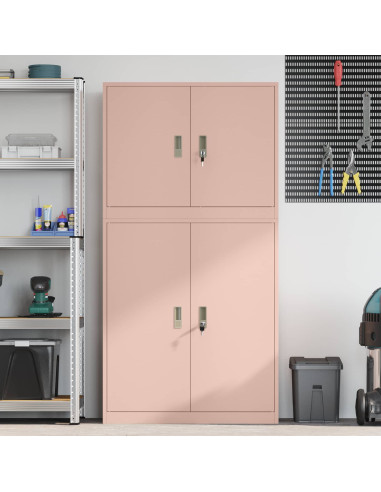 Armadio 2 pz Rosa 90 x 40 x 175 cm Acciaio Bloccabile