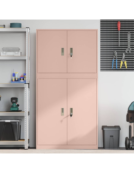 Armadio 2 pz Rosa 90 x 40 x 175 cm Acciaio Bloccabile