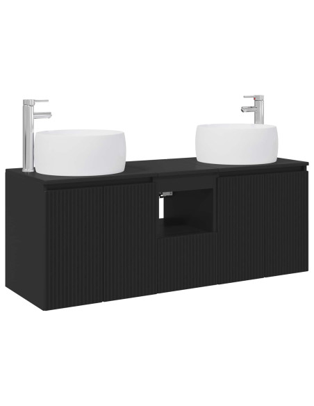 Set di Armadi da Bagno 3 pz Nero 49,5 x 44,5 x 66 cm