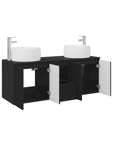Set di Armadi da Bagno 3 pz Nero 49,5 x 44,5 x 66 cm