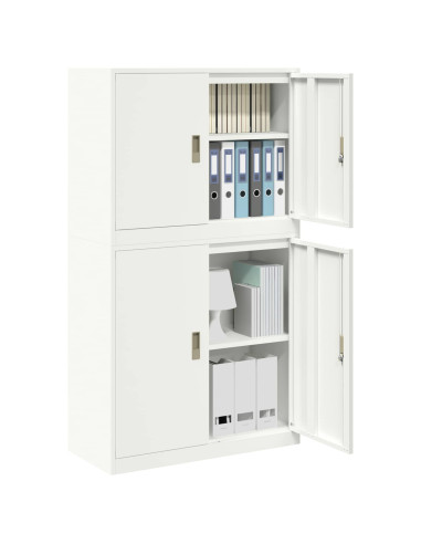 Armadio 2 pz Bianco 90 x 40 x 160 cm Acciaio Bloccabile