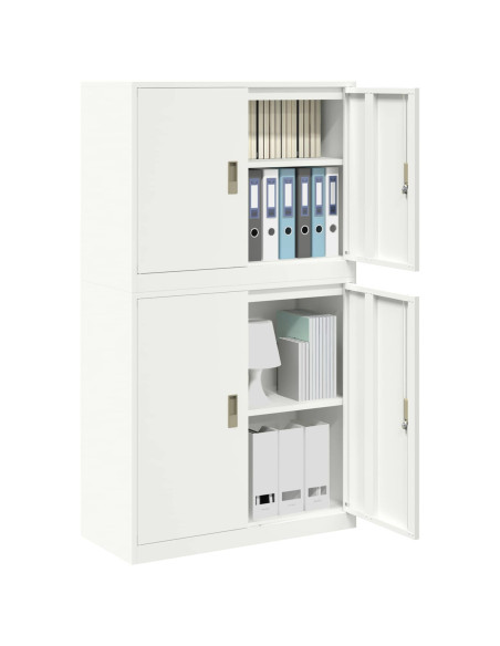 Armadio 2 pz Bianco 90 x 40 x 160 cm Acciaio Bloccabile