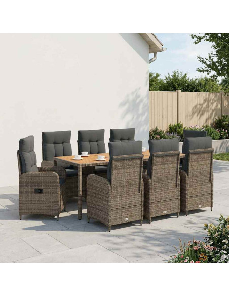 Set da pranzo per esterni 9 pz Grigio chiaro e grigio scuro