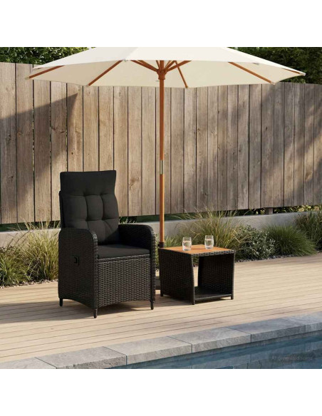 Set Lounge da Giardino 2 pz Nero