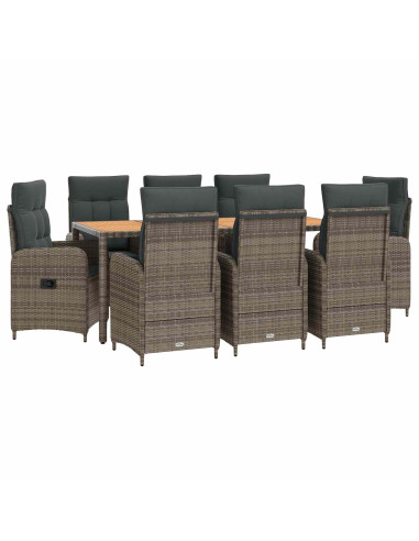 Set da pranzo per esterni 9 pz Grigio chiaro e grigio scuro