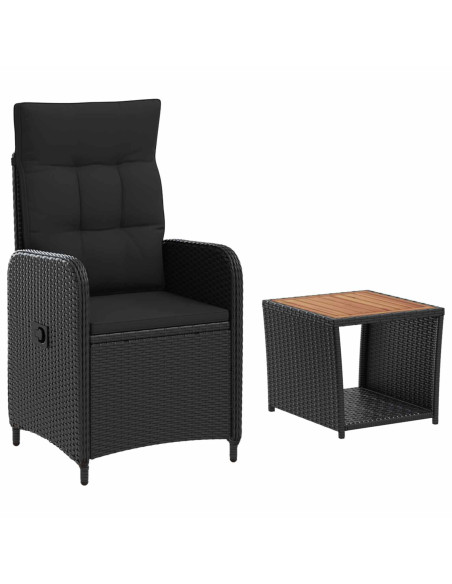 Set Lounge da Giardino 2 pz Nero