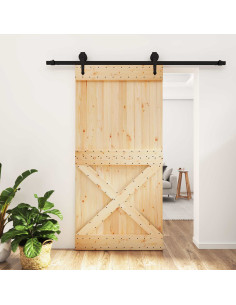 Porta scorrevole Naturale e Nero 100 x 210 cm