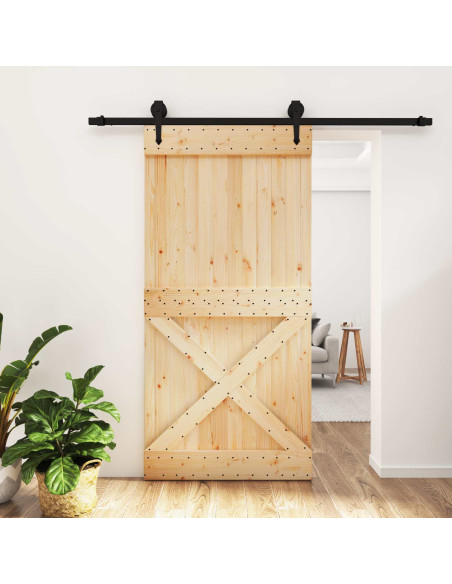 Porta scorrevole Naturale e Nero 100 x 210 cm
