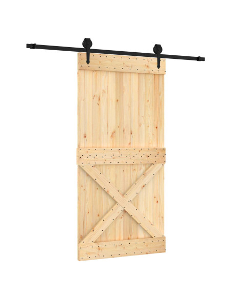 Porta scorrevole Naturale e Nero 100 x 210 cm