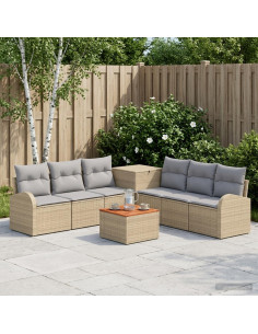 Set di divani 8 pz Beige e Grigio Chiaro