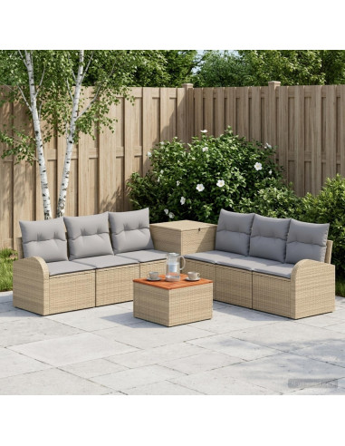Set di divani 8 pz Beige e Grigio Chiaro